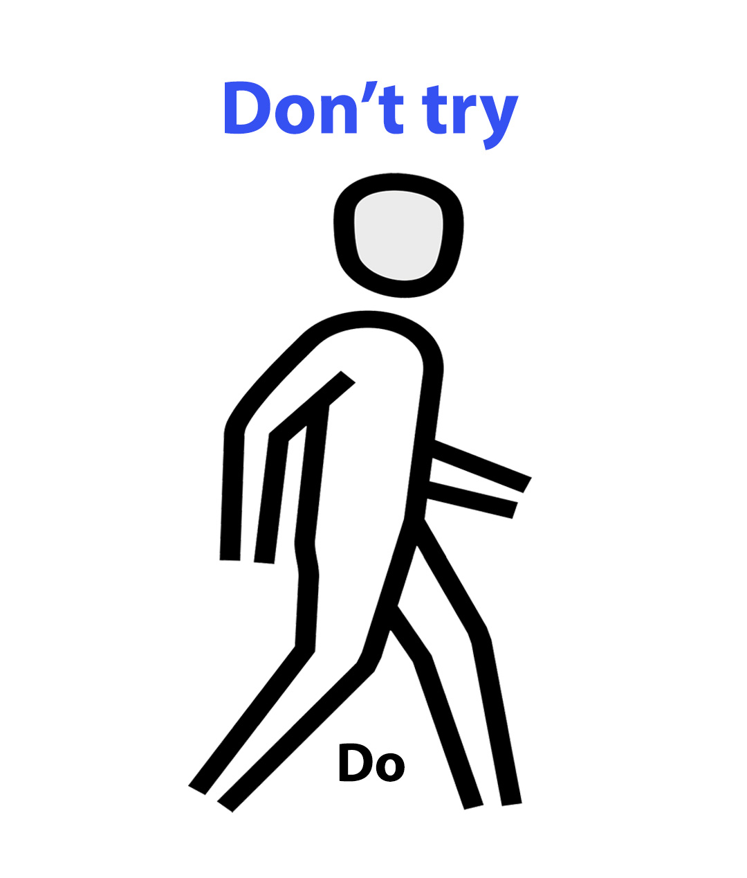 To represent trying is an icon of stick figure walking / moving