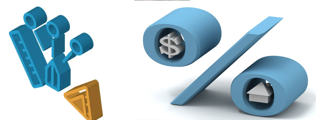 icons to represent mortgage and money